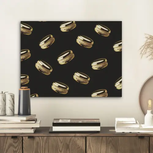 Macarons - Patroon - Goud - Zwart PET vilt klein -sfeer1