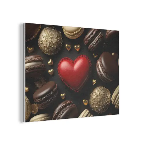 Macarons - Rood - Hart PET vilt klein -3d
