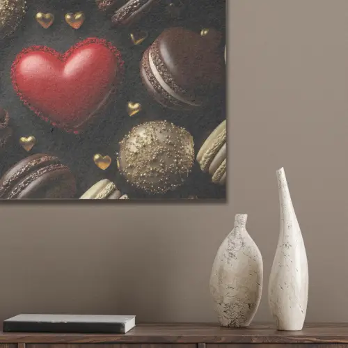 Macarons - Rood - Hart PET vilt klein -sfeer6_closeup