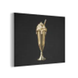 Milkshake - Goud - Drinken - Zwart PET vilt klein -3d