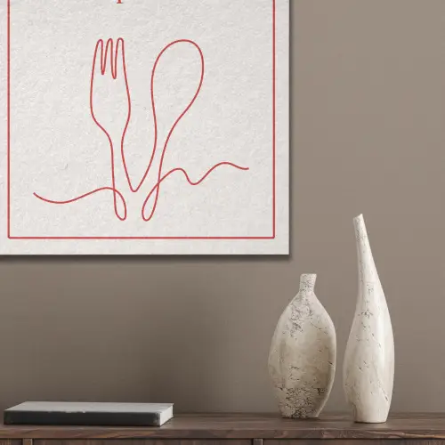 Minimalistisch - Vork - Lepel - Lijntekening PET vilt klein -sfeer6_closeup