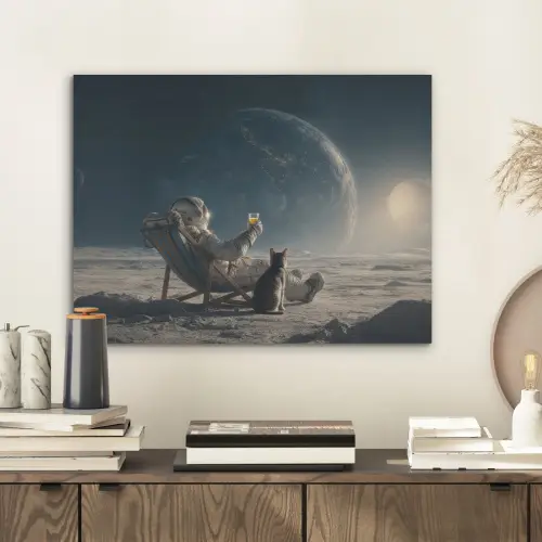 Maan - Kat - Astronaut - Ruimte PET vilt klein -sfeer1