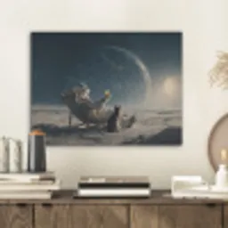 Maan - Kat - Astronaut - Ruimte PET vilt klein -sfeer1
