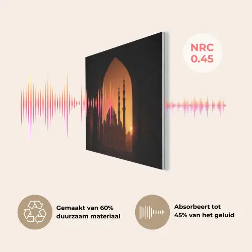 Moskee - Oranje hemel - Donkere boogopening PET vilt klein -USP_NL