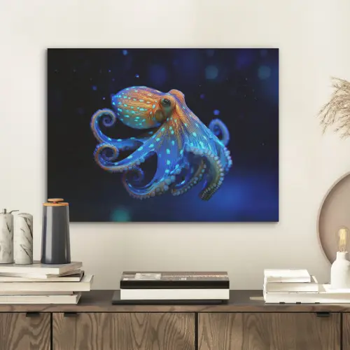 Octopus - Stippen - Blauw - Zee PET vilt klein -sfeer1