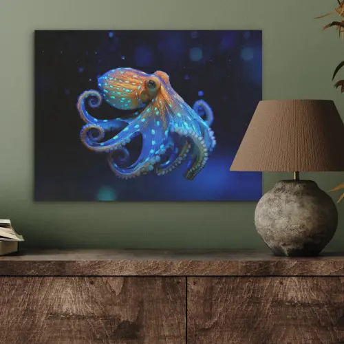 Octopus - Stippen - Blauw - Zee PET vilt klein -sfeer2