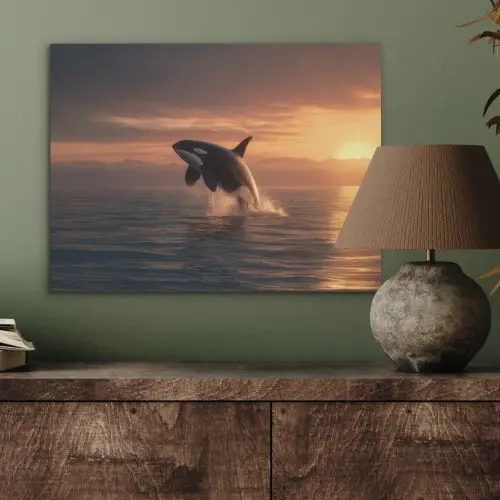 Orka - Zee - Zonsondergang PET vilt klein -sfeer2