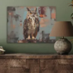 Geschilderd - Abstract - Uil - Bruin PET vilt klein -sfeer2