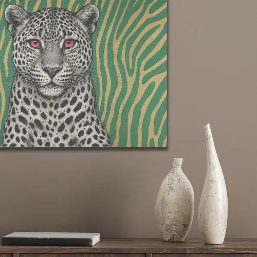 Panter - Zebrapatroon - Groen PET vilt klein -sfeer6_closeup