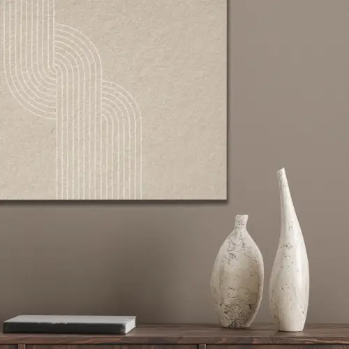 Parallelle lijnen - Lichte textuur - Beige PET vilt klein -sfeer6_closeup