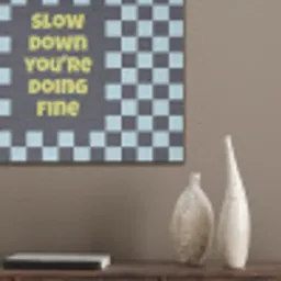 Patroon - Geblok - Blauw - Slow down you're doing fine PET vilt klein -sfeer6_closeup
