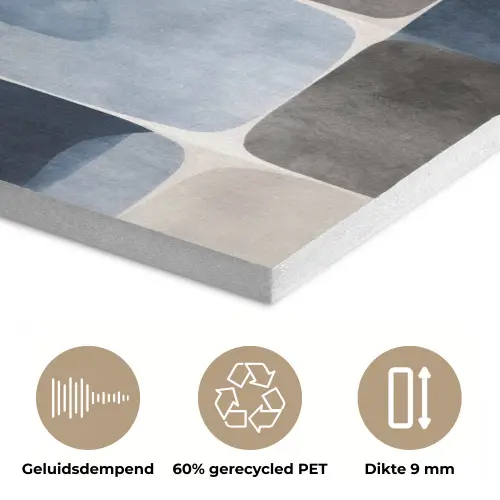 Patroon - Blauw - Vierkanten PET vilt klein -closeup_NL