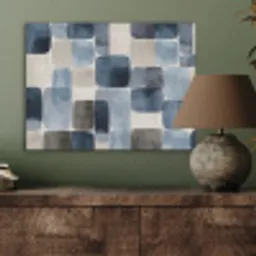 Patroon - Blauw - Vierkanten PET vilt klein -sfeer2