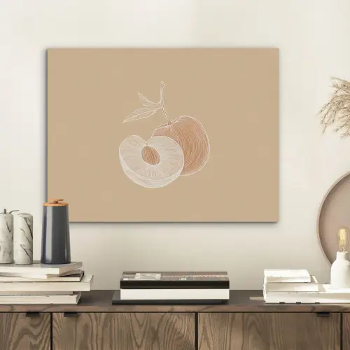Perzik - Lijntekening - Pit - Beige PET vilt klein -sfeer1
