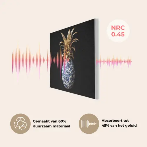 Ananas - Bloemen patroon - Goud - Delftsblauw PET vilt klein -USP_NL