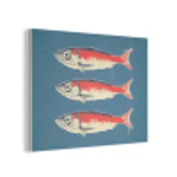 Vissen - Rood - Blauw PET vilt klein -3d