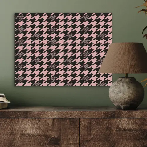 Plaid - Patroon - Zwart - Roze PET vilt klein 837 -sfeer2