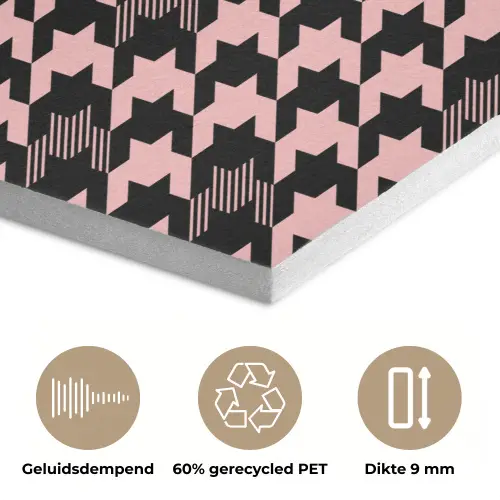 Plaid - Patroon - Zwart - Roze PET vilt klein 837 -closeup_NL