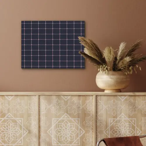 Plaid - Patroon - Blauw - Roze PET vilt klein 837 -sfeer4