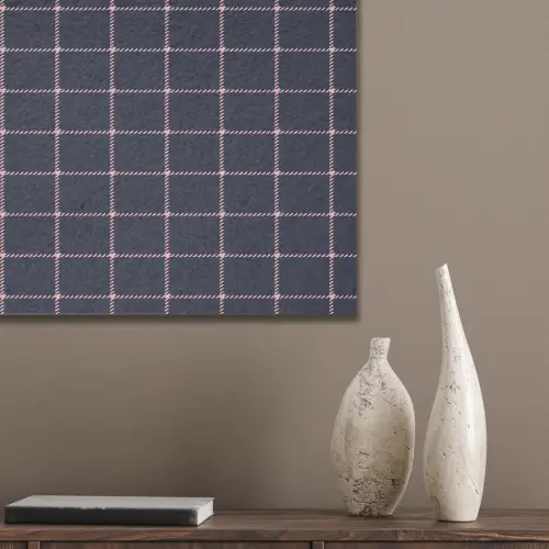 Plaid - Patroon - Blauw - Roze PET vilt klein 837 -sfeer6_closeup