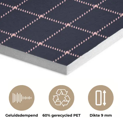Plaid - Patroon - Blauw - Roze PET vilt klein 837 -closeup_NL