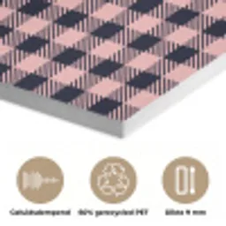 Plaid - Patroon - Roze - Zwart PET vilt klein 837 -closeup_NL