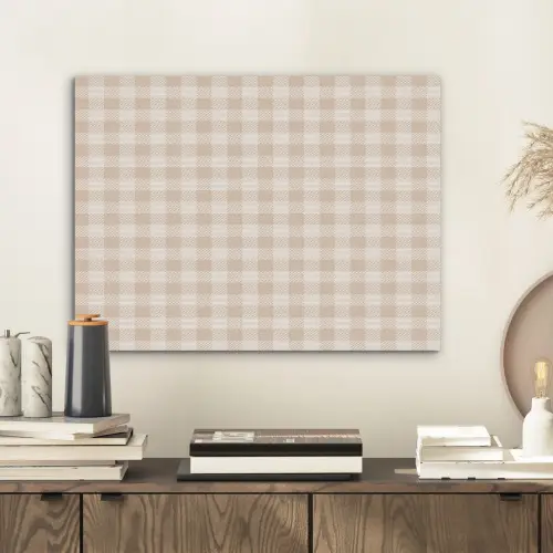 Plaid - Patroon - Vierkant - Beige PET vilt klein 837 -sfeer1