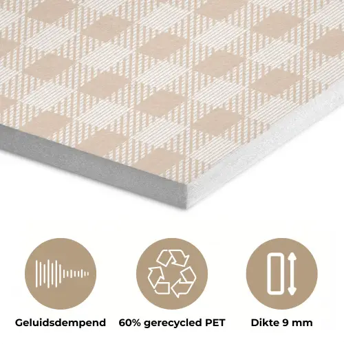 Plaid - Patroon - Vierkant - Beige PET vilt klein 837 -closeup_NL