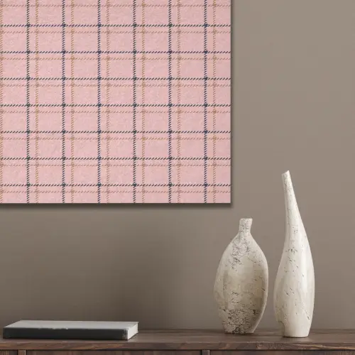Plaid - Patroon - Gestreept - Roze PET vilt klein 837 -sfeer6_closeup