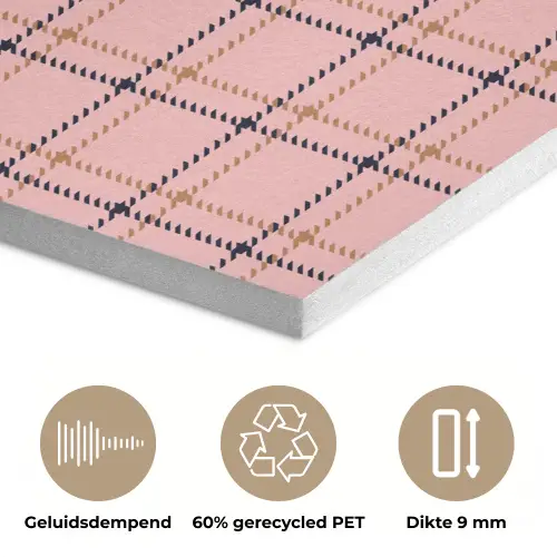 Plaid - Patroon - Gestreept - Roze PET vilt klein 837 -closeup_NL