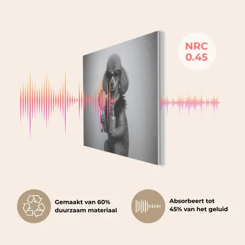 Poedel - Spiegel - Zwart - Wit PET vilt klein -USP_NL