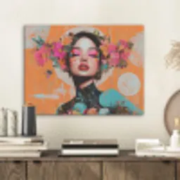 Portret - Vrouw - Abstract - Bloemen PET vilt klein -sfeer1