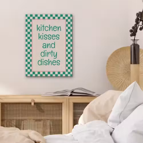 Quote - Groen - Geblokt - Keuken PET vilt klein -sfeer3
