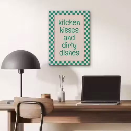 Quote - Groen - Geblokt - Keuken PET vilt klein -sfeer5