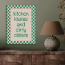 Quote - Groen - Geblokt - Keuken PET vilt klein -sfeer2