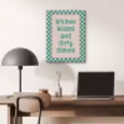 Quote - Groen - Geblokt - Keuken PET vilt klein -sfeer5