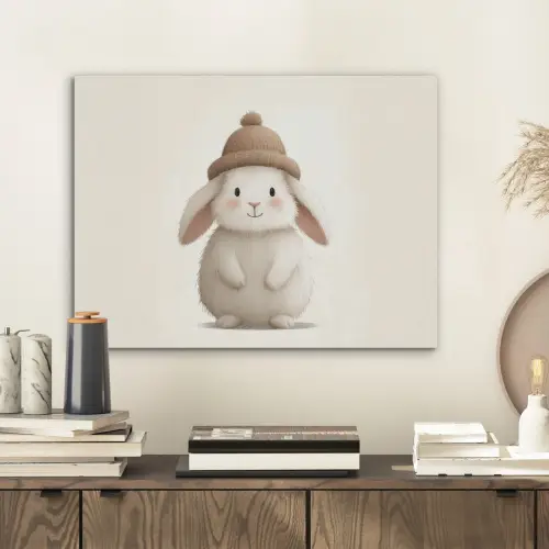 Konijn - Muts - Oren - Beige PET vilt klein -sfeer1