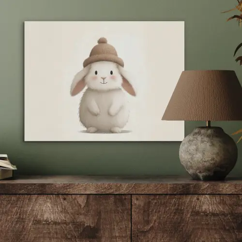 Konijn - Muts - Oren - Beige PET vilt klein -sfeer2