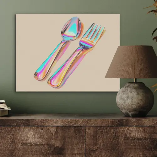 Regenboog - Lepel - Vork PET vilt klein -sfeer2