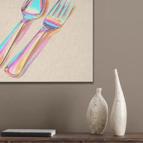 Regenboog - Lepel - Vork PET vilt klein -sfeer6_closeup