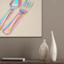Regenboog - Lepel - Vork PET vilt klein -sfeer6_closeup