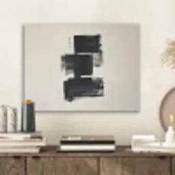 Rechthoeken - Penseelstreken - Abstract - Zwart PET vilt klein -sfeer1