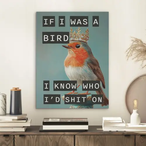 Roodborstje - Vogel - Blauw - Decoratie PET vilt klein -sfeer1