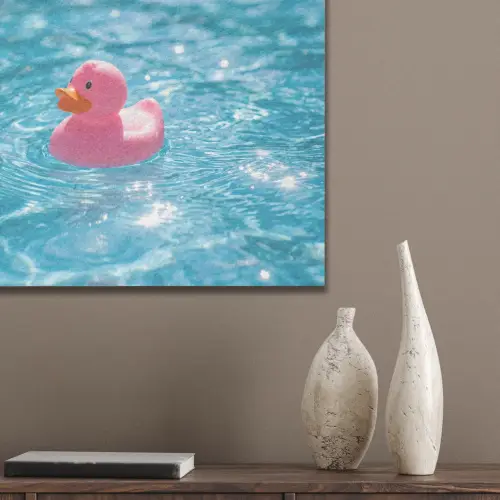 Badeend - Dobberend - Roze PET vilt klein -sfeer6_closeup