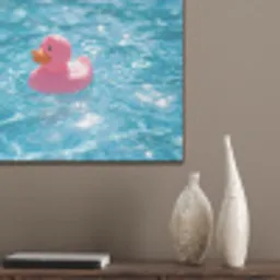 Badeend - Dobberend - Roze PET vilt klein -sfeer6_closeup