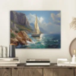 Zeilschip - Zee - Rotsen - Wolken PET vilt klein -sfeer1