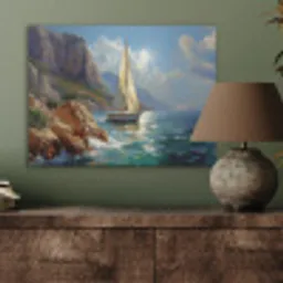 Zeilschip - Zee - Rotsen - Wolken PET vilt klein -sfeer2
