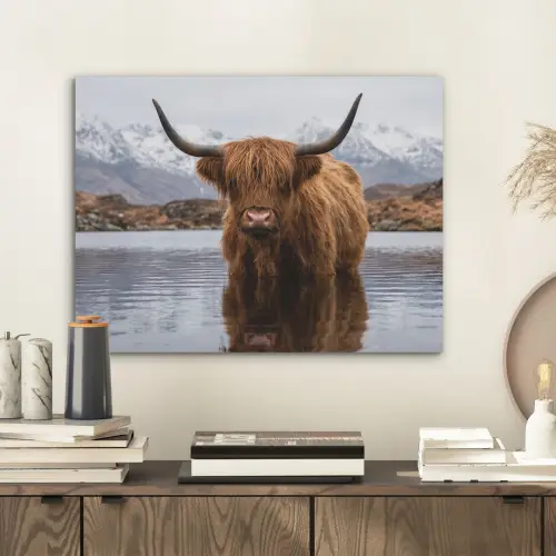 Schotse hooglander - Bruin - Water PET vilt klein -sfeer1