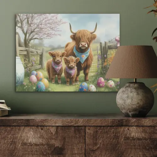 Schotsehooglanders - Paaseieren - Lente PET vilt klein -sfeer2