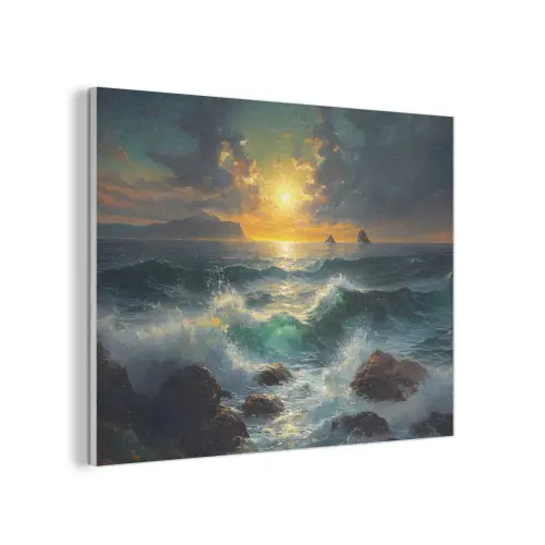 Zee - Zon - Golven - Rotsen PET vilt klein -3d